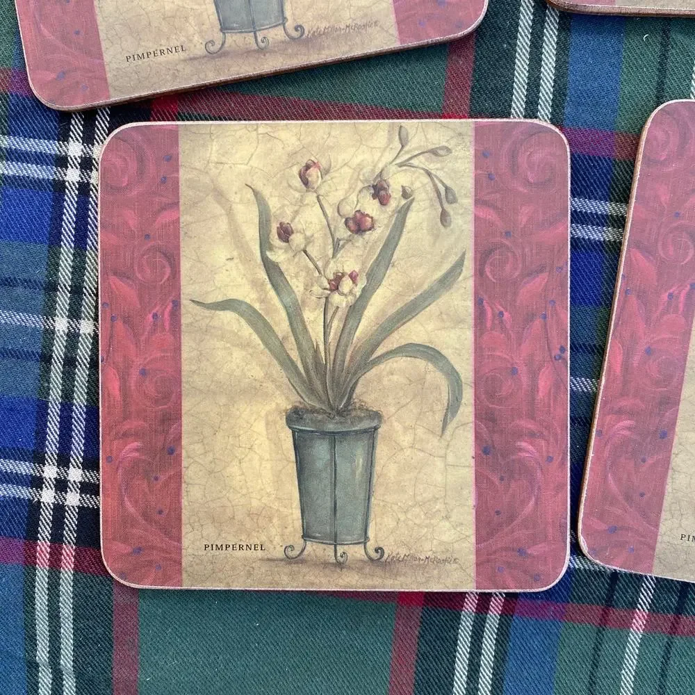 Set of 4 Pimpernel Coasters Cork‎ Backed, Excellent Condition!